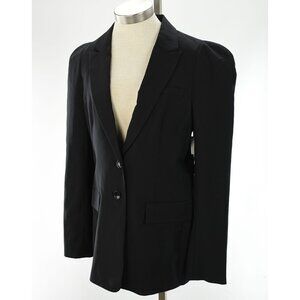 TIBI Black Wool Blend Puff Sleeve 2 Button Blazer Jacket 10 NWT